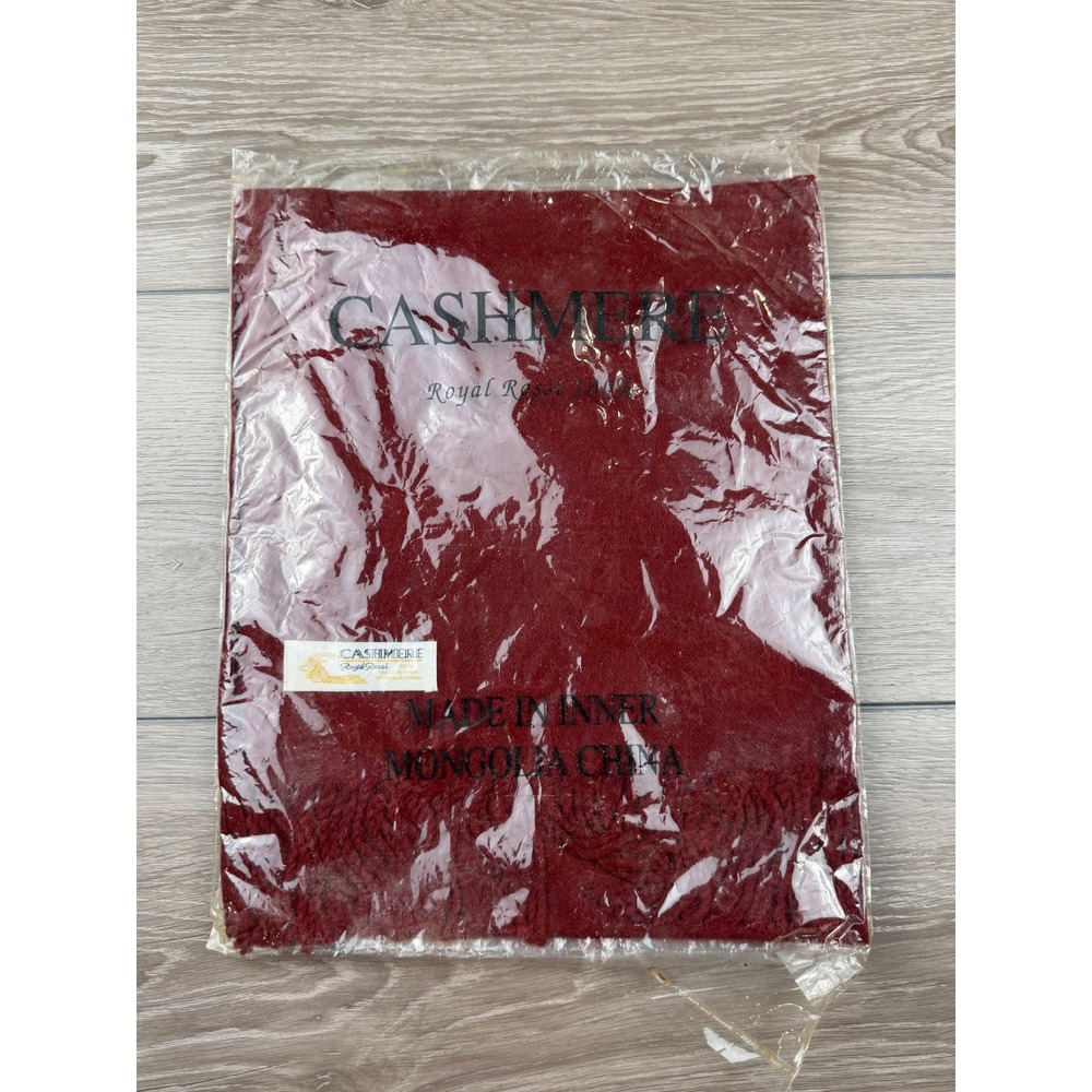 Royal Rossi Unisex Scarf 100% Cashmere Fringe Hem Burgundy One Size